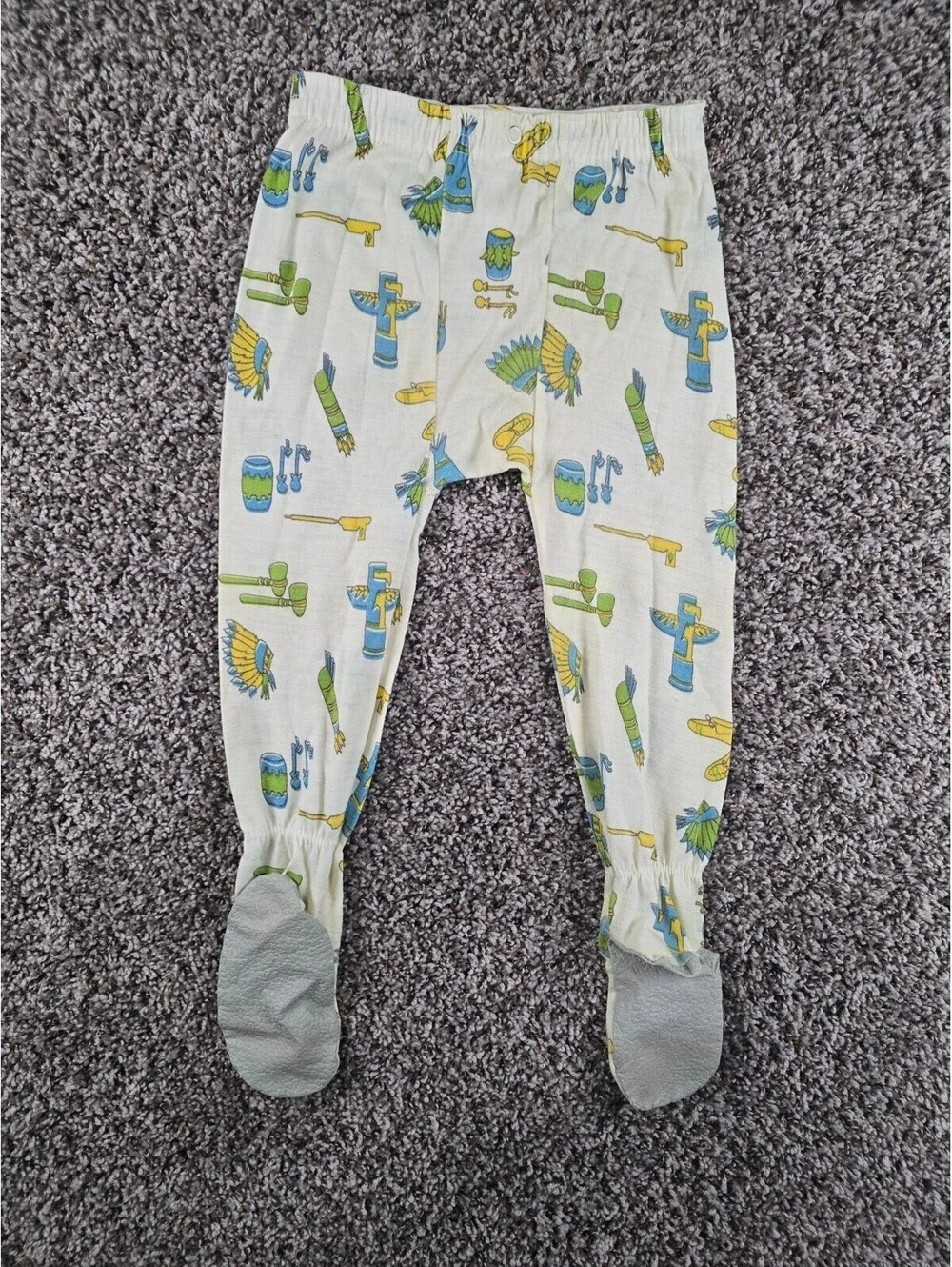 Vintage Retro Carters Boys Sz 4 Pajama Top Pants Set Native American Print